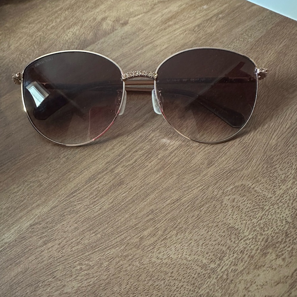 Swarovski Gold Brown Aviator Sunglasses